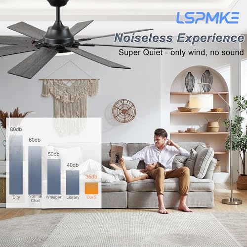 Black 52 Inch Ceiling Fan with Light & Remote for Indoor/Outdoor Use