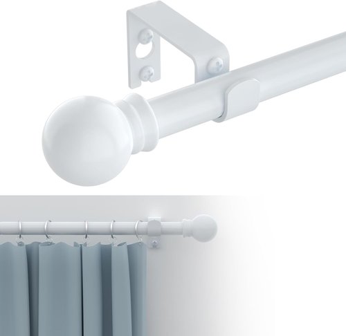 GXOACKJ Heavy-Duty Metal Curtain Rod Set - Decorative White, 48 to 84-Inch with Brackets
