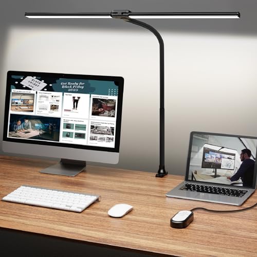 LED Desk Lamp with Adjustable Gooseneck, 25 Lighting Modes - Warm, Cool, Daylight White