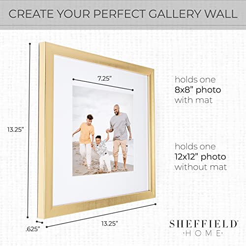 Sheffield Home Gold Gallery Wall Frame Set 12x12 / 8x8 Mat - 9 Pieces
