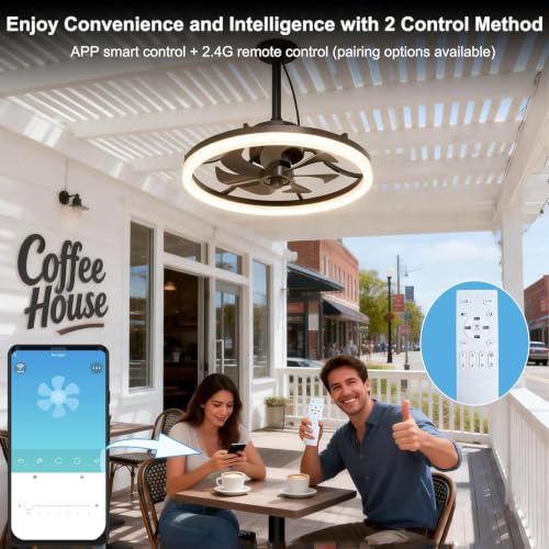 Outdoor Ceiling Fan with Light - Waterproof IP65 Gazebo & Patio Fan, Remote & App Control, Dimmable LED, 6-Speed Quiet DC Motor