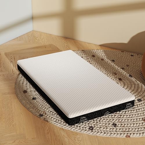Baby Crib Mattress 52 x 27 Dual-Sided Memory Foam with Waterproof Cover - Black & White Variation