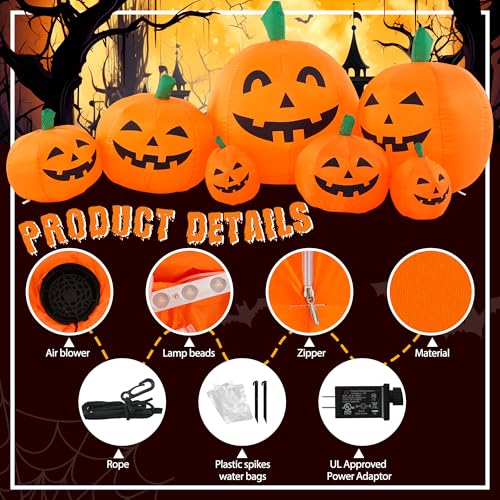 Halloween Inflatable Pumpkin Outdoor Decoration with LED Lights - 7.5ft