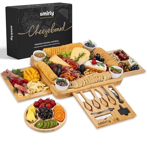 Large Bamboo Charcuterie Board Set with Accessories – 15.7 x 13.3 inches