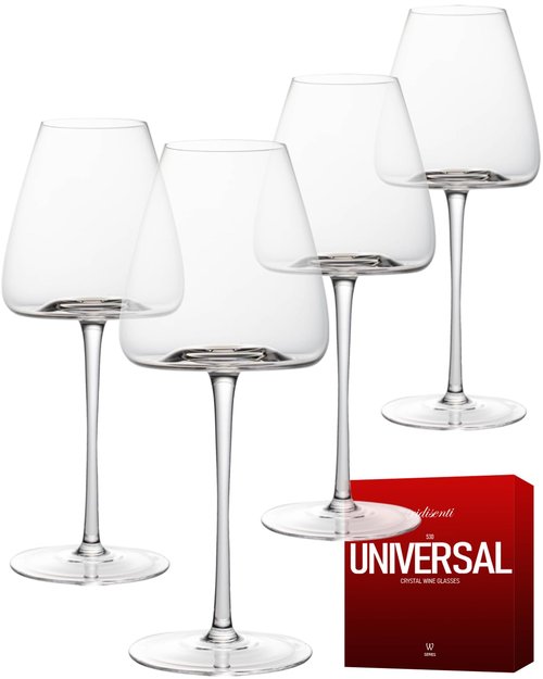 iridisenti Hand-Blown 18OZ Crystal Wine Glasses Set of 4, Lead-Free Crystal Glasses with Unique Bottom Design for Red, White Wine, 530ml