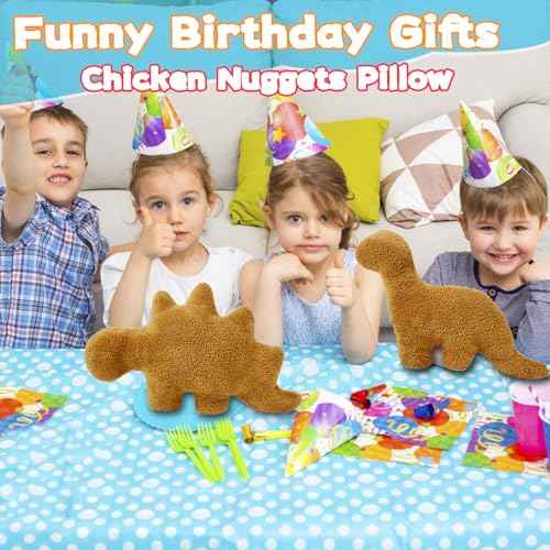 Dino Nugget Pillow, 18 inch Soft Dinosaur Chicken Nuggets Pillow for Birthday Gifts, Dinosaur Theme Party Decorations (Stegosaurus, Small)
