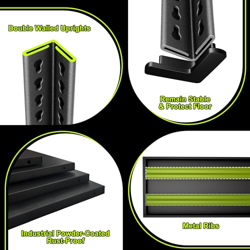 Heavy Duty 3-Tier Garage Shelving Unit 48"W x 18"D x 39"H Black / Adjustable Steel Storage Racks