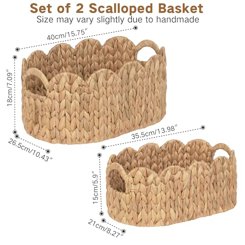 iEGrow Oval Water Hyacinth Wicker Basket Set of 2 - Natural Hand-Woven Nursery & Home Storage