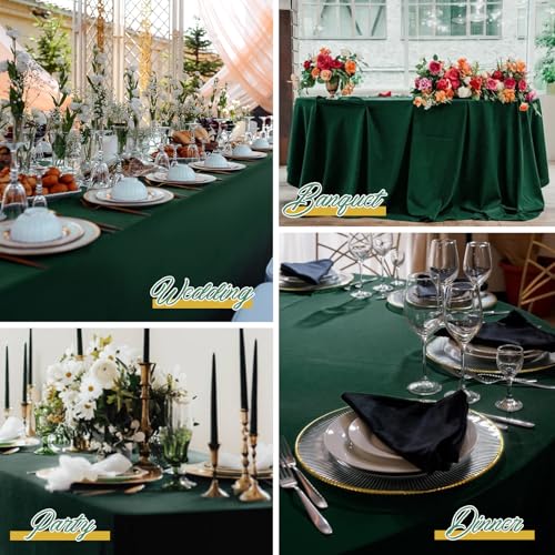Teruntrue 10 Pack Hunter Green Polyester Tablecloth 60 x 102 Inch for 6ft Tables