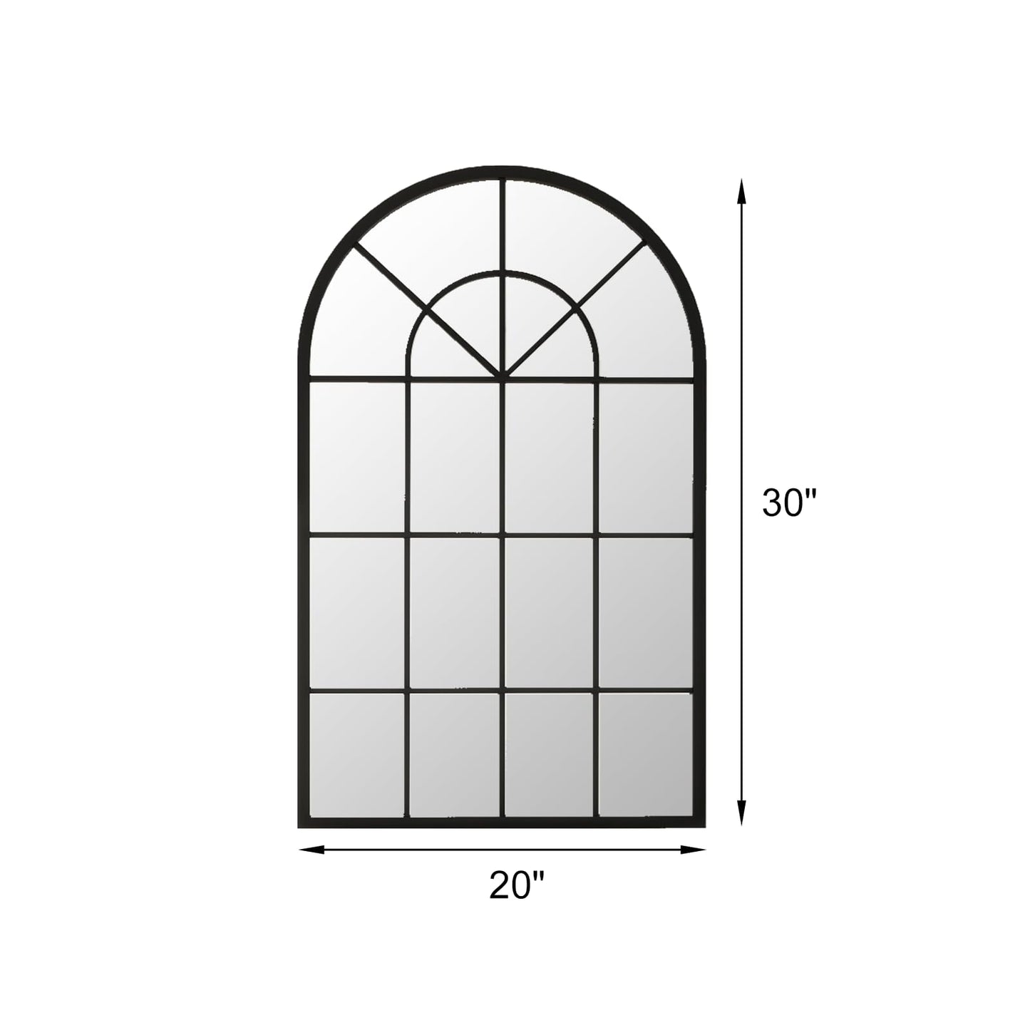 OGCAU Wall Mounted Mirror, 24"x42" Arched Wall Mirror, Arched Window Shaped Farmhouse Style with Iron Frame, Paneled Wall Decor for Bedroom, Entryway, Living Room (Black)