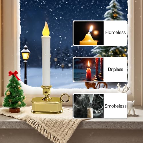 CHYSUPER Window Candles with Dusk to Dawn Sensor, 4-Pack (White) Battery Operated