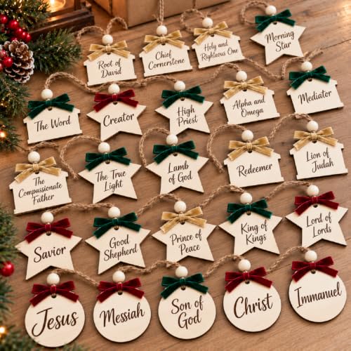 25 Pcs Names of Jesus Christmas Ornaments, 2.76 Inch