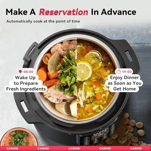 CARORI 8 Qt 1200W 12-in-1 Electric Pressure Cooker Stainless Steel Black