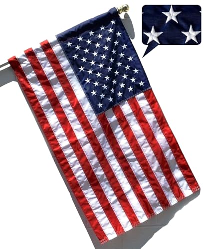 Outdoor US Flag 3x5 FT Nylon Embroidered Stars Sewn Stripes Made in USA