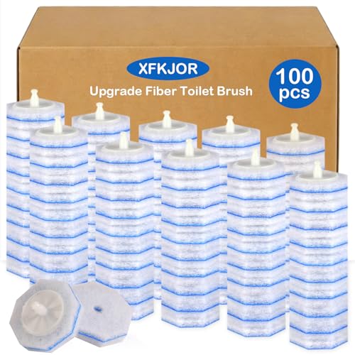 100 Count Toilet Bowl Brush Refills - Upgraded 3-Layer Thickened Design, No Falling Apart, 5X Cleaning Power, Touch-Free Replacement