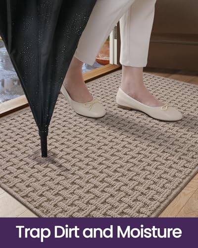 DEXI Indoor Entryway Doormat 48x72 Beige Non-Slip Absorbent Door Mat