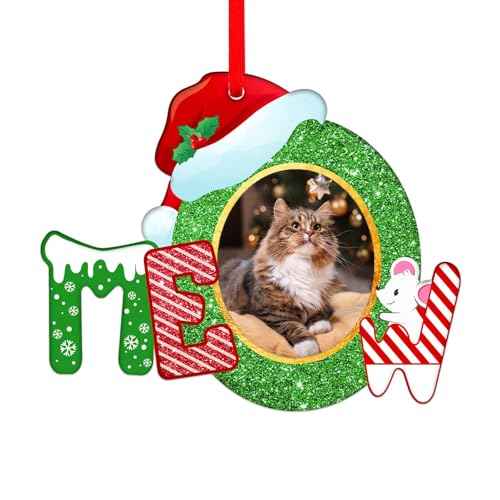 Whatsign Cat Picture Frame Ornaments - Christmas Hanging Keepsake Decoration for Christmas Tree Pet Personalized Ornaments for Cat Kitty Pet Lovers Gifts