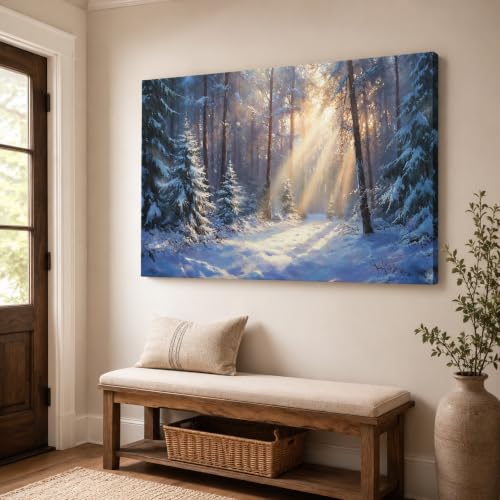 ANRUOXI Winter Scene Canvas Wall Art 24x36 Inch Vintage Nature Landscape
