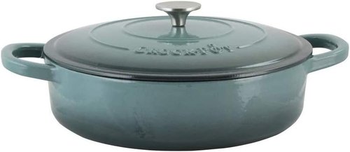 Crock-Pot Enameled Cast Iron Braiser with Lid - 5 Quart Capacity in Slate Gray