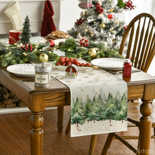 Artoid Mode Xmas Tree Table Runner 13x72 Inch Green Holiday Decor