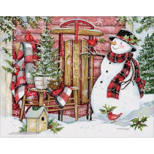 Lang Home for The Holidays Assorted Christmas Cards - 18 Luxurious Linen-Embossed Holiday Greeting Cards with Envelopes