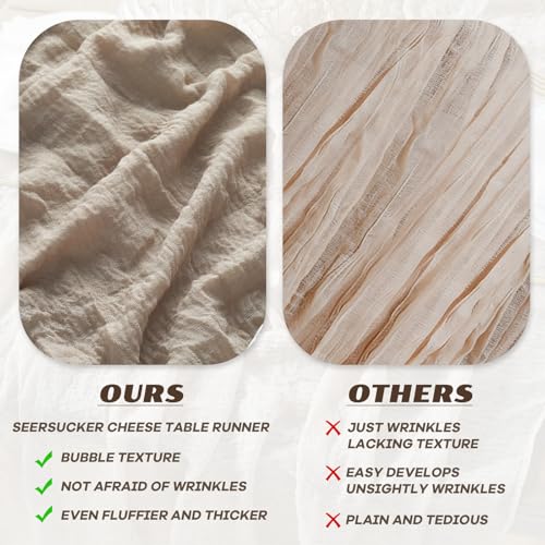 YATOJUZI Beige 10ft Cheesecloth Table Runner - 120in Natural Rustic Gauze
