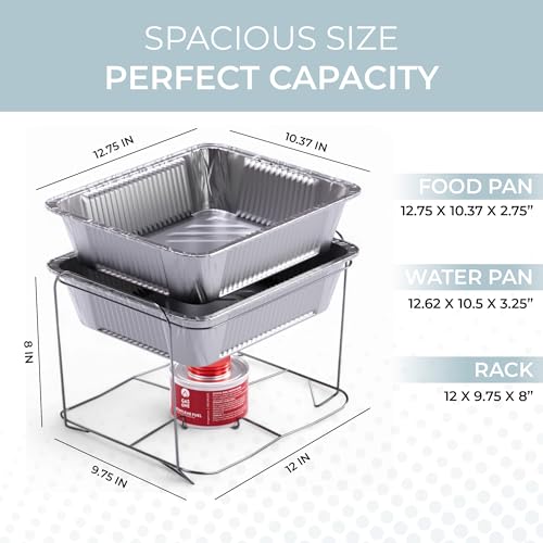 Alpha Living 6 Pack Disposable Chafing Dish Buffet Set with Racks - Complete Kit for Parties