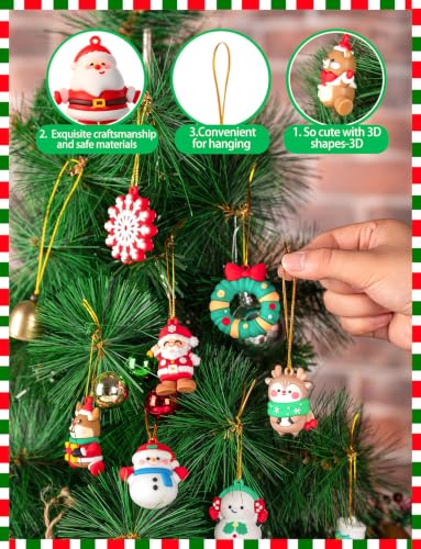 THSLSFX 16 Styles Santa Ornaments for Christmas Tree - 16pcs