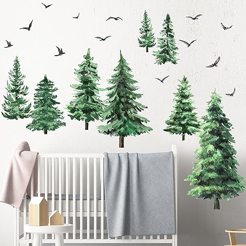 Qilery 3 Pack Christmas Tree Wall Decals - Peel & Stick Large Pine Trees