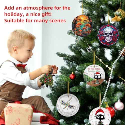 Christmas Ornaments 2025, Black Cat Christmas Decorations, Cute Screaming Cat Tree Hanging Ornaments, Acrylic 2 Side Printed Christma Decor, Personalized Christma Stockings for Cats Lovers