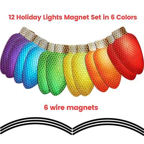 Fancy Land Reflective Christmas Car Decoration Magnetic Christmas Lights for Car Garage Refrigerator 4¡± 12 Packs