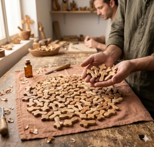 Olive Wood Crosses Bulk Set 2.5 Inch from Holy Land for Crafts Religious Gift