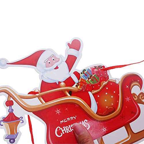 9 PCS Christmas Paper Banners Flags Santa and Reindeers Bunting Garlands for Door Wall Window Hanging Decoration Christmas Party Favor Supplies
