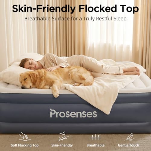 Prosenses Twin XL Air Mattress with Built-in Pump, 18 Inch, Twilight Blue