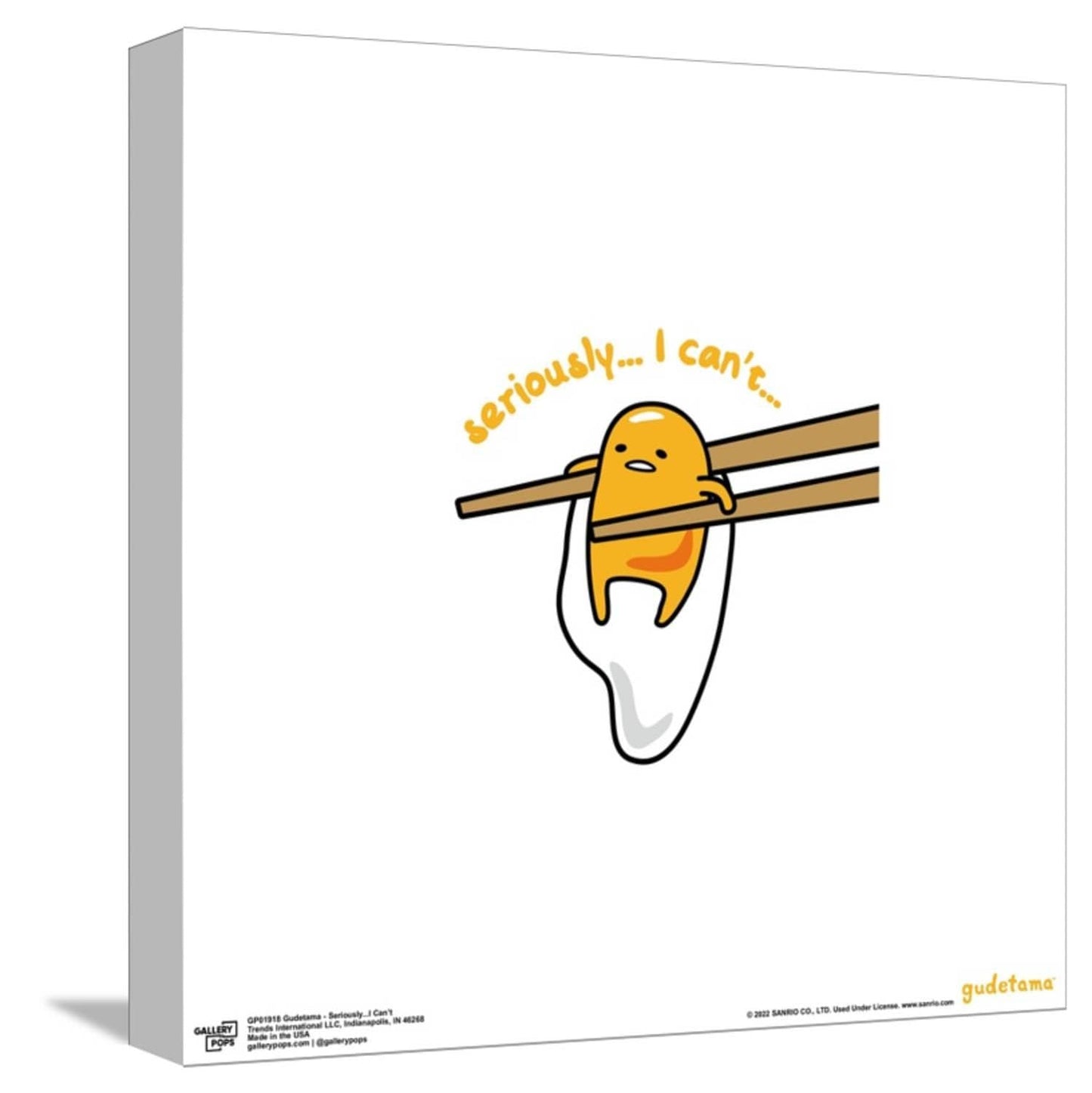Trends International Gallery Pops Gudetama - Seriously...I Can't Canvas Wall Art, Unframed Version, 12" x 12" Gallery Pops Canvas Wall Art