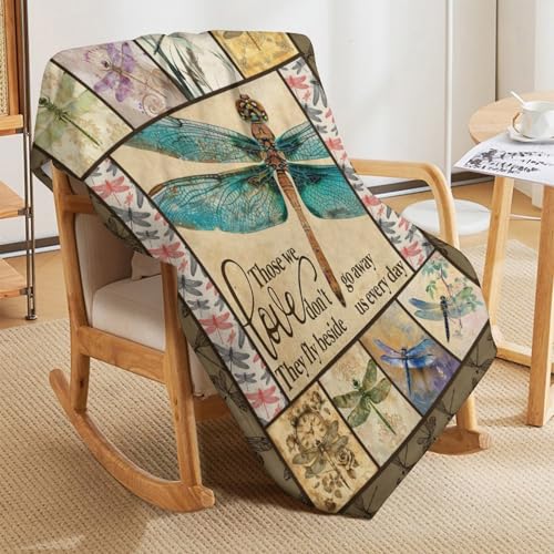 60x80 Dragonfly Print Memorial Throw Blanket Cozy Plush Gift for Couch Sofa Bed