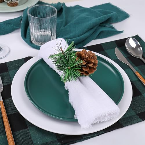 Wonlex Handmade Pine Cone Napkin Rings Set of 6 Farmhouse Fall Holiday Decor