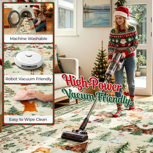 Vibrug 3x5 Beige Christmas Area Rug - Entryway, Kitchen & Living Room Decor