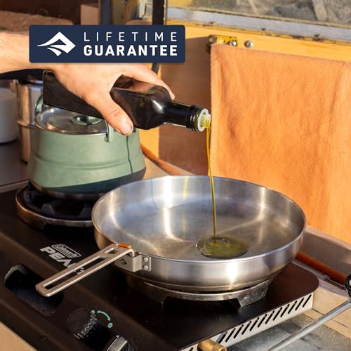 Stainless Steel Camping Pan with Induction Compatibility & Reversible Handle