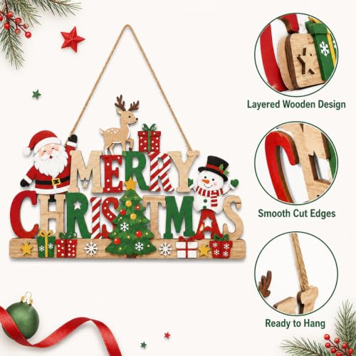 Frebrez Reindeer Wooden Christmas Hanging Sign - Holiday Decor