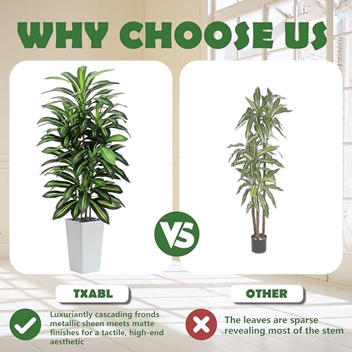 White 5FT Artificial Dracaena Tree Indoor Outdoor Faux Plant with Planter