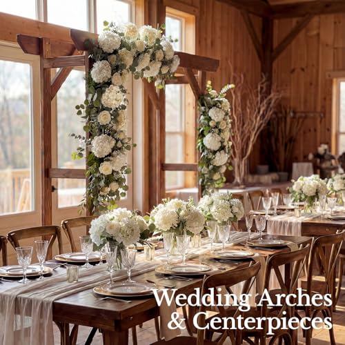 Eccelso Ivory Hydrangea Artificial Flowers Bulk - 65 pcs for Wedding & Event Decor