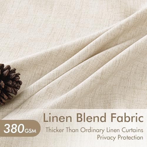 Birch 40x96 Inch Linen Blend Curtain Set - Pinch Pleated, 4 Panels
