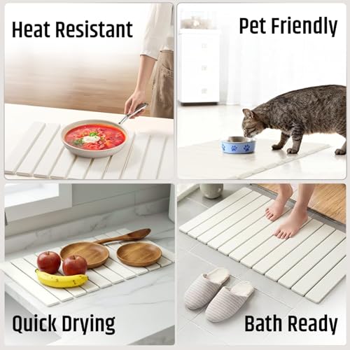 Stone Dish Drying Mat for Kitchen Counter - Fast Absorption & Quick Drying