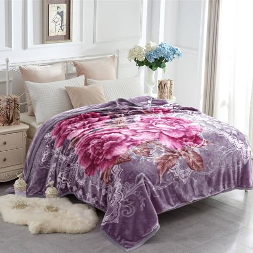 JYK Queen Size Faux Mink Fleece Blanket, 2 Ply 520GSM 5LB Blanket