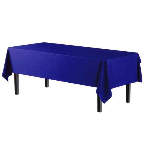 Exquisite 12-Pack Premium Plastic Tablecloth 12-Pack Premium Plastic 54in. x 108in. Rectangle Table Cover - Navy Blue