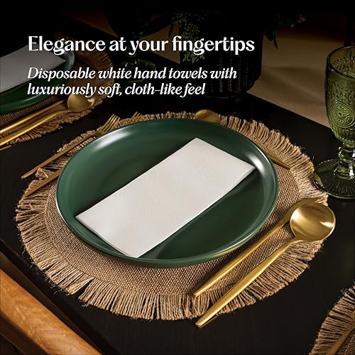 300 Pack Disposable Linen-Feel Guest Hand Towels - Bathroom & Kitchen Use