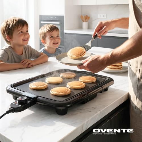 OVENTE Electric Griddle with 16 x 10 Inch Non-Stick Plate, Black