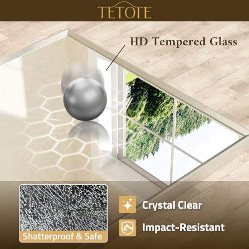 TETOTE 36 x 24 Inch Brushed Nickel Bathroom Mirror with Beveled Edge, Tempered Glass, Shatterproof Frame