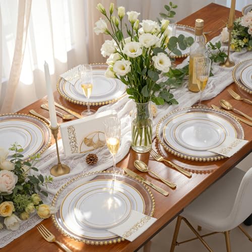 Gold Disposable Cutlery Set - Heavy Duty Plastic Forks Spoons Knives, Modern Variation